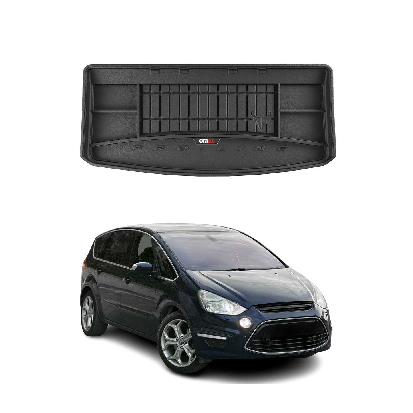 OMAC Gummi Kofferraumwanne für Ford S-Max 2006-2014 7-sitz TPE Laderaumwanne