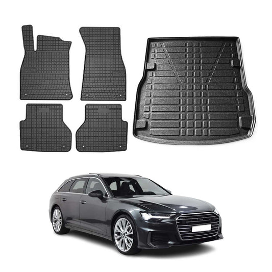 Fußmatten & Kofferraumwanne Set für Audi A6 C8 Avant Allroad 2018-2025 Gummi 5x
