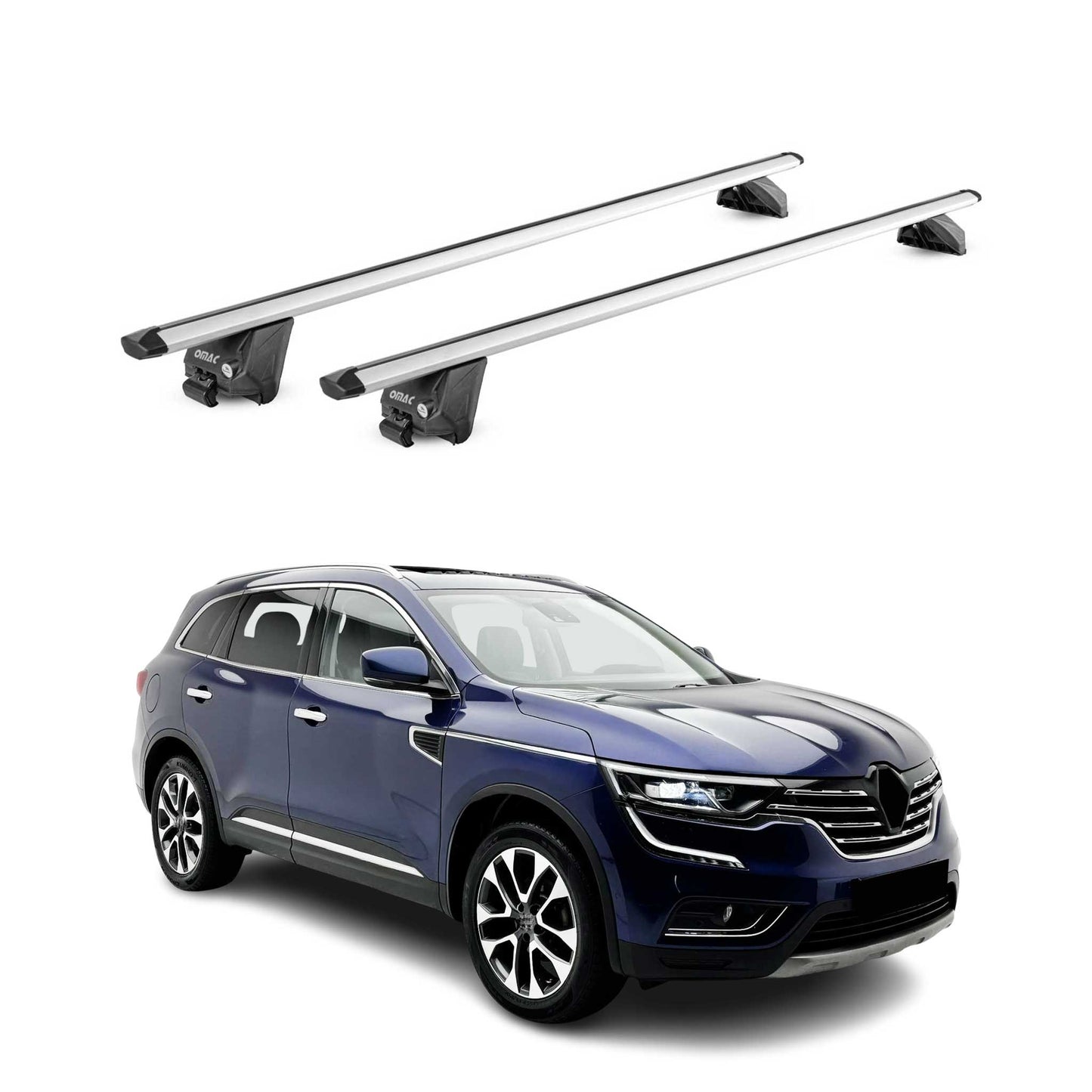 Portbagaj de plafon pentru Renault Koleos mk2 2016-2025 100kg aluminiu argintiu 2 piese ABE