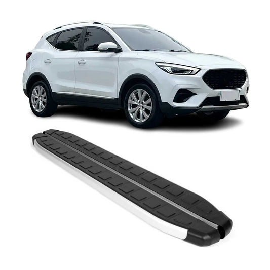 Podnóżki, progi boczne i panele progowe do MG ZS 2018-2025, srebrne/czarne, zestaw 2 sztuk