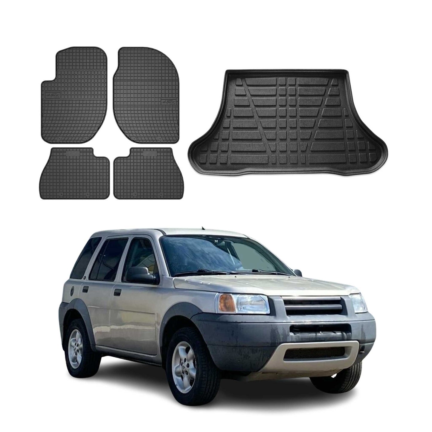 Fußmatten & Kofferraumwanne Set für Land Rover Freelander 1998-2007 Gummi 5x