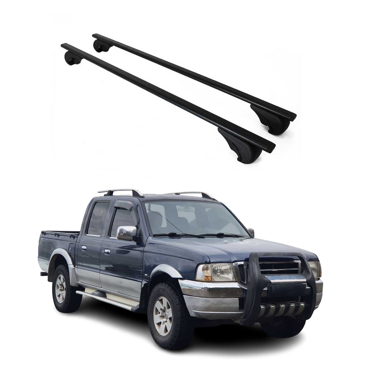 Dachträger Grundtäger für Ford Ranger 1999-2006 75kg Metall Schwarz 2 tlg