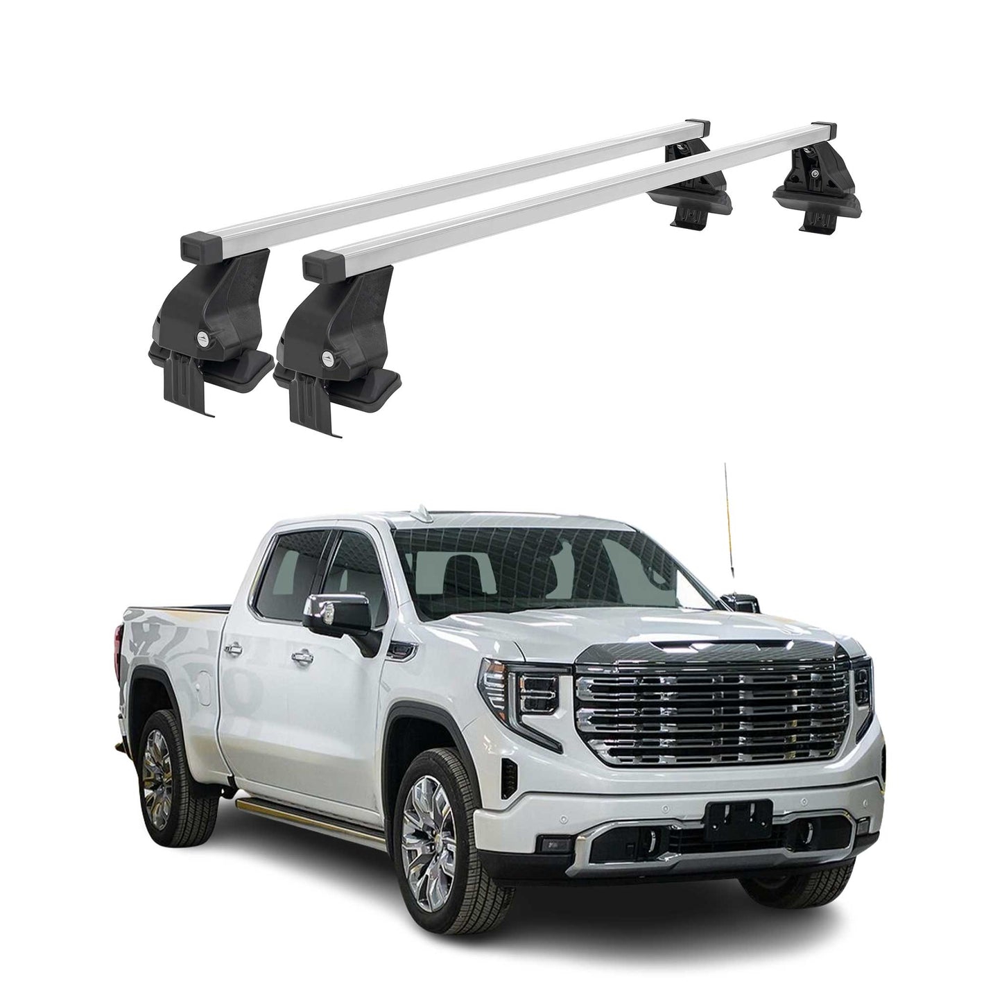 Menabo Dachträger Grundtäger für GMC Sierra 2019-2024 50kg Stahl Silber 2 tlg