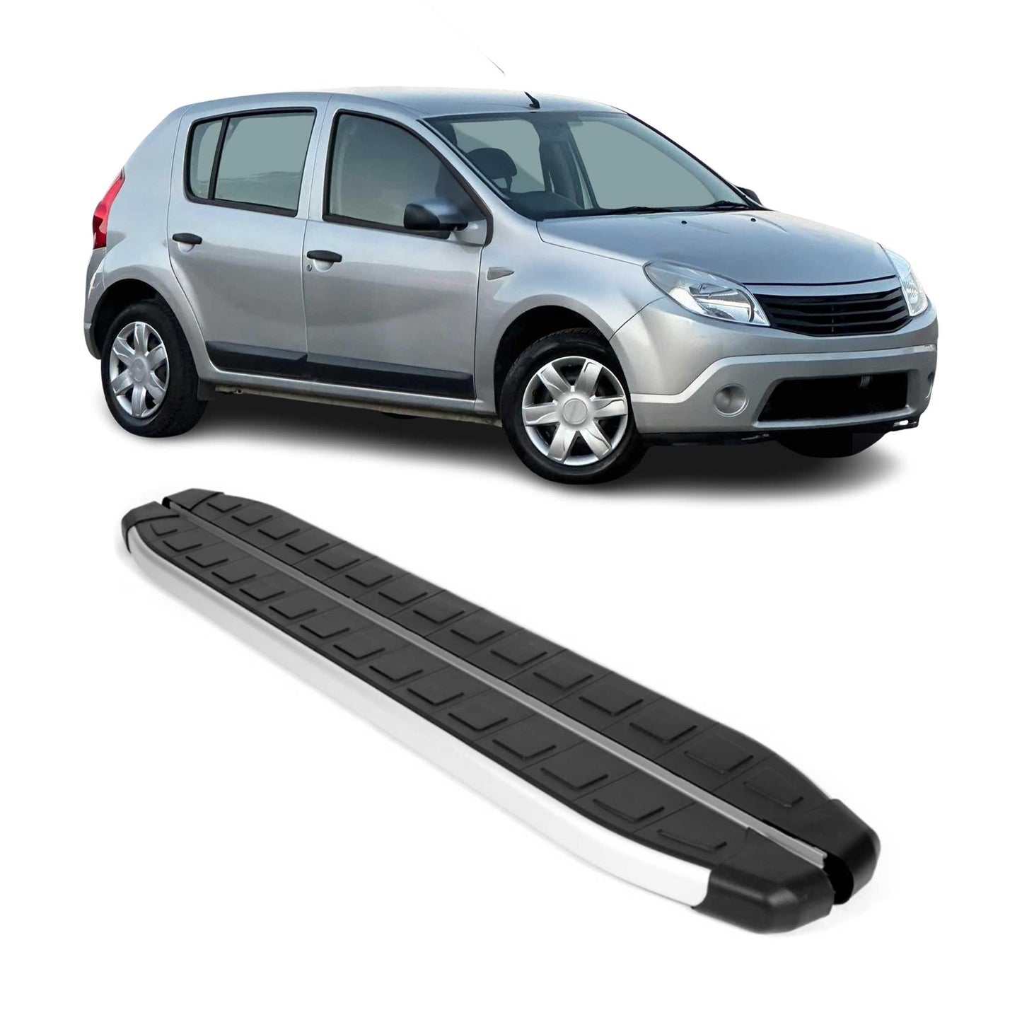 Seitenschweller Seitenbretter Trittbretter für Dacia Sandero 2008-12 Alu Schwarz