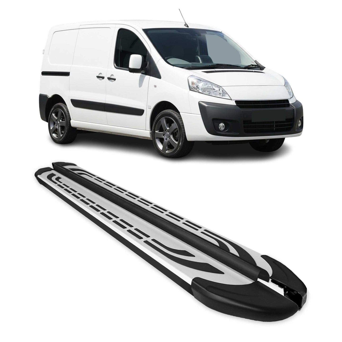 Trittbretter Seitenschweller für Peugeot Expert 2007-2016 L1 Kurzer Alu Schwarz
