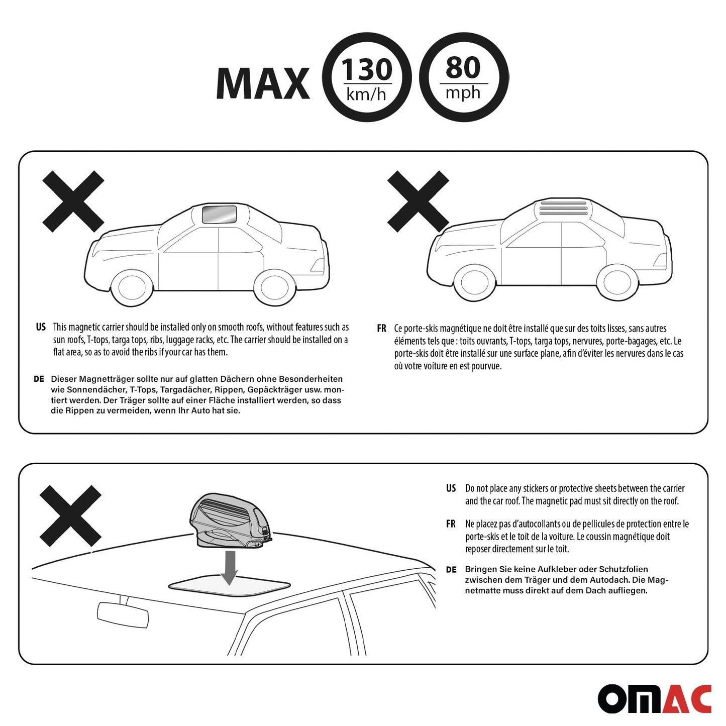 Skiträger Ski Snowboard Träger Dachträger Ski Dachträger Aconcagua Schwarz 2x