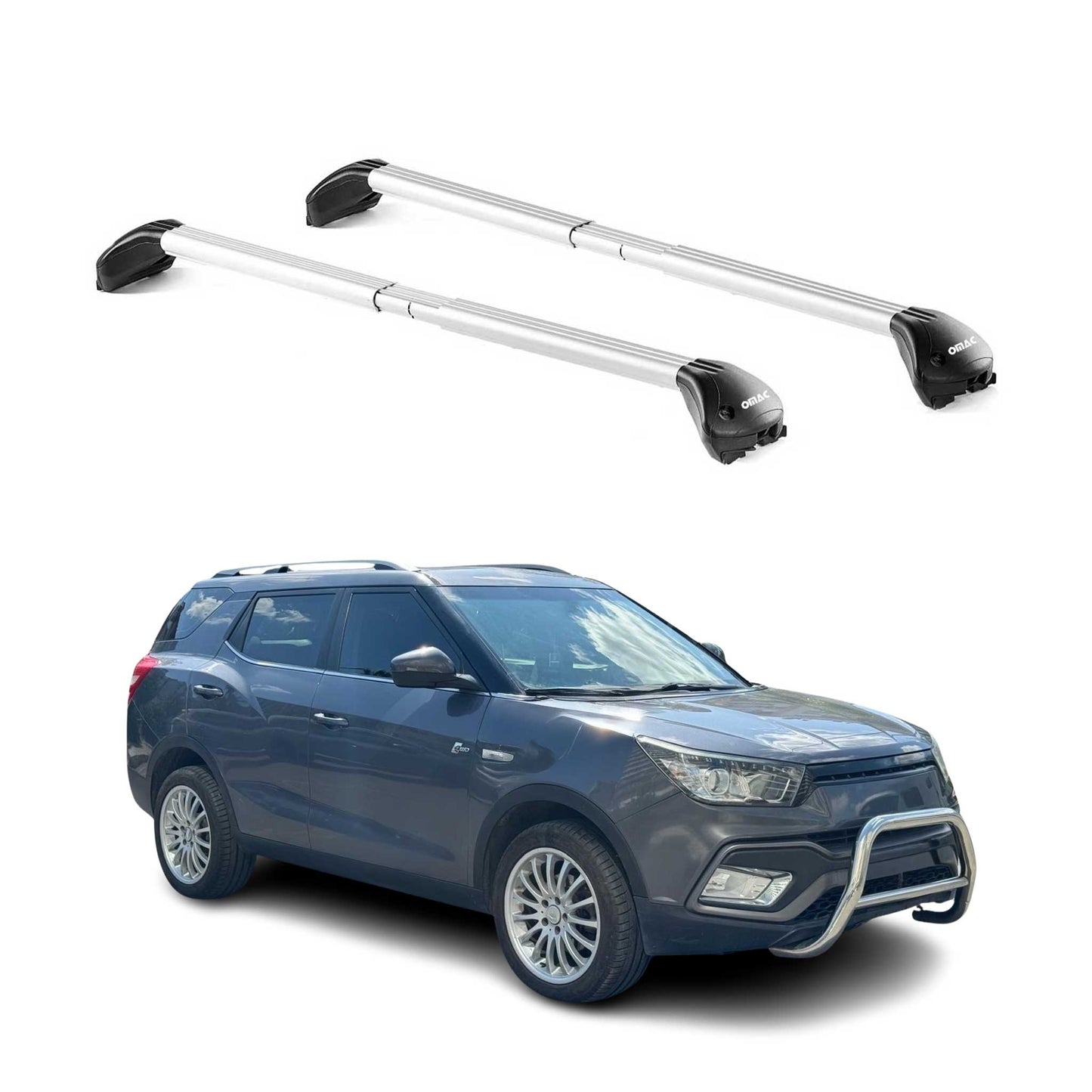 Portbagaj de plafon pentru SsangYong XLV 2016-2019 5 uși 100 kg aluminiu argintiu 2x ABE