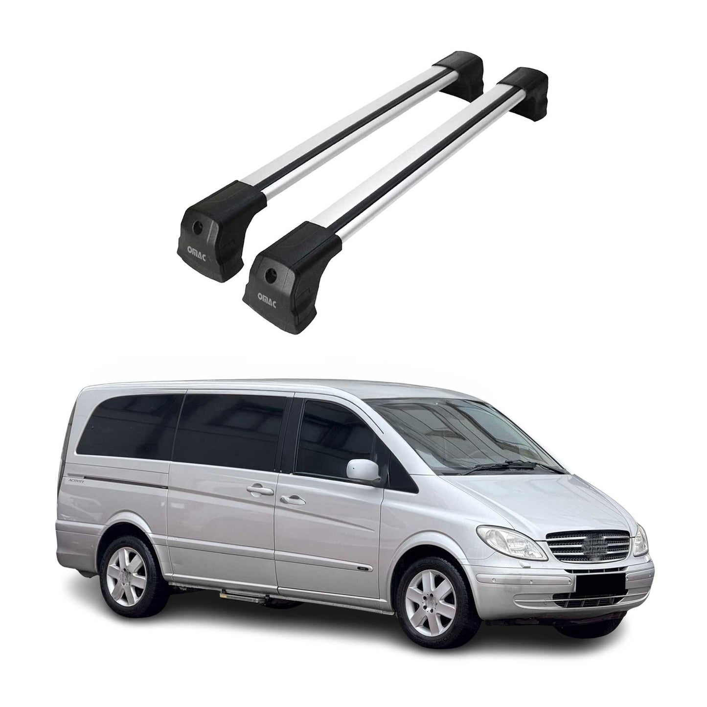 Portbagaj de plafon pentru Mercedes Vito W639 2003-2014 75kg aluminiu argintiu 2 buc