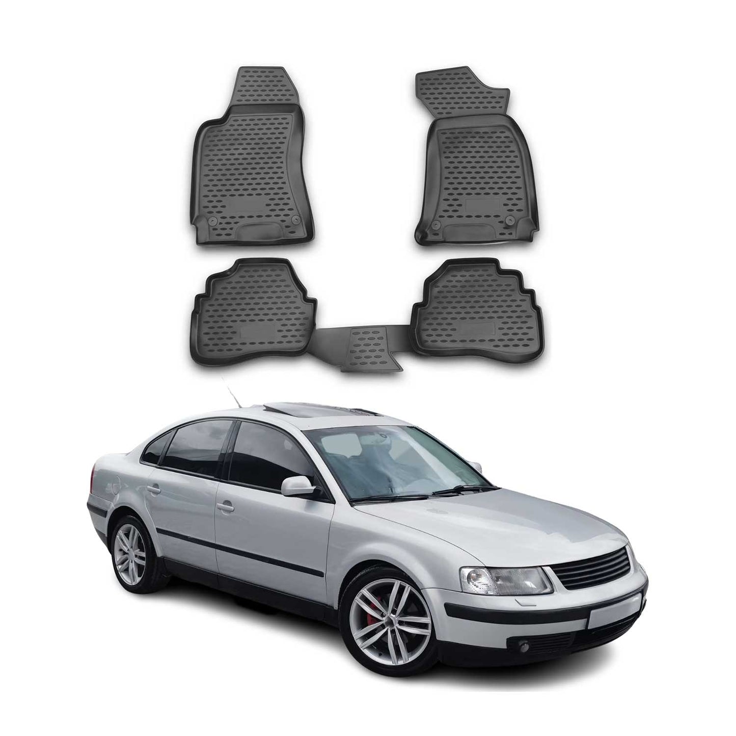 OMAC Gummimatten Fußmatten für VW Passat 1996-2005 TPE Automatten Schwarz 4x