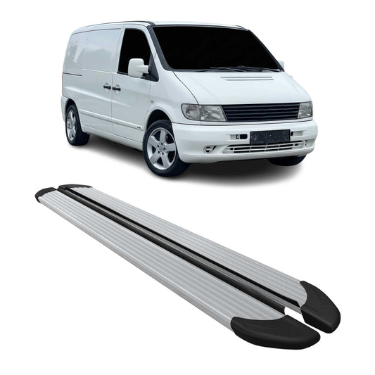 Trittbretter Seitenschweller für Mercedes Vito 1996-2003 L1/L2 Alu Silber 2 tlg