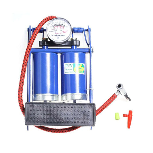 Fußpumpe Fußluftpumpe Auto mit Manometer Doppelzylinder Luftpumpe Fahrrad