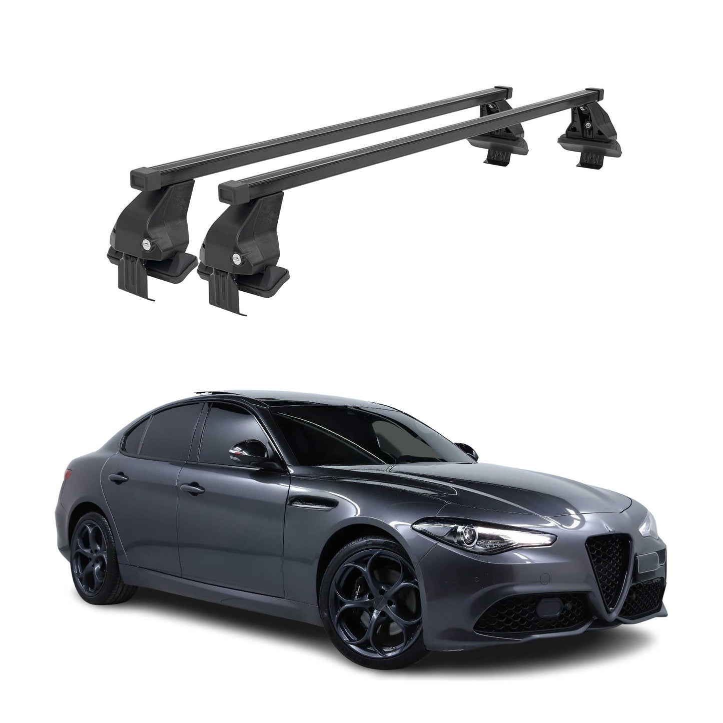 Menabo Dachträger Grundtäger für Alfa Romeo Giulia 2015-2025 50kg Stahl Schwarz