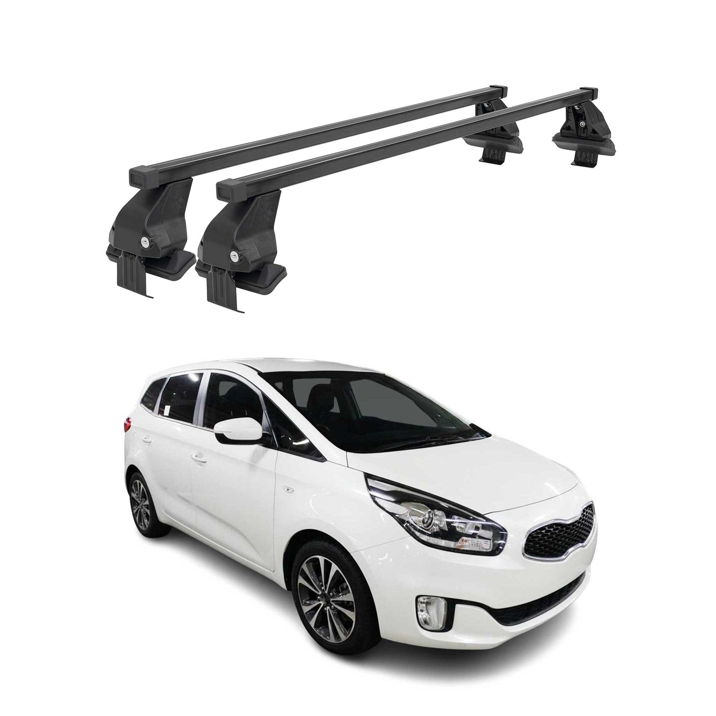 Menabo Dachträger Grundtäger für Kia Carens 2013-2021 50kg Stahl Schwarz 2 tlg