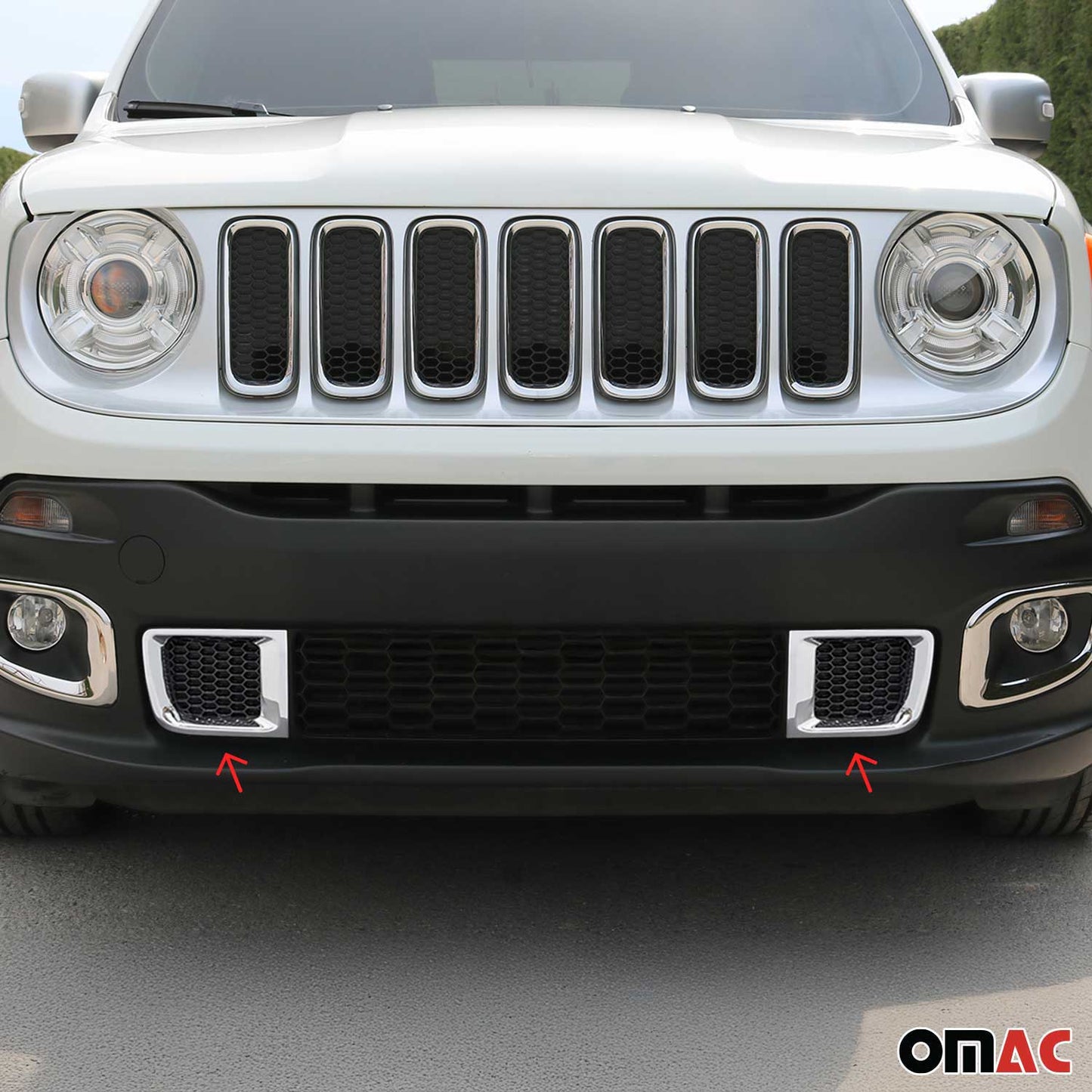 Kühlergrill Leisten Grillleisten für Jeep Renegade 2014-2019 Chrom ABS Silber 2x