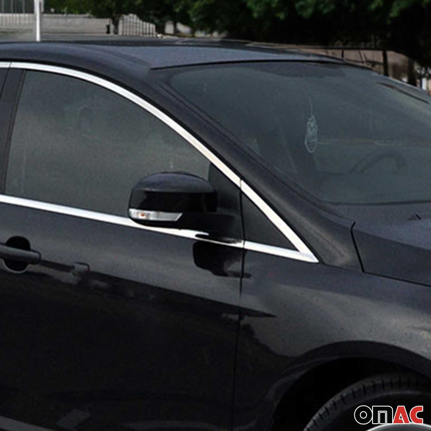 Benzi decorative pentru geamuri Ford Focus hatchback 2011-2015, oțel inoxidabil, 12 bucăți