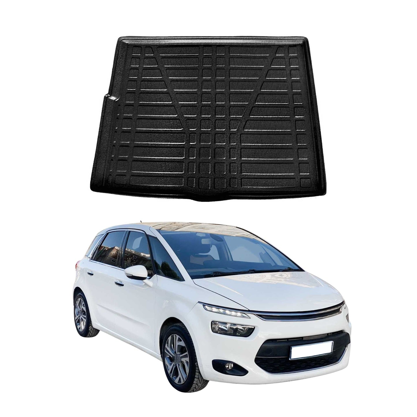Kofferraumwanne Laderaumwanne für Citroen C4 Picasso 2013-2021 Gummi TPE Schwarz