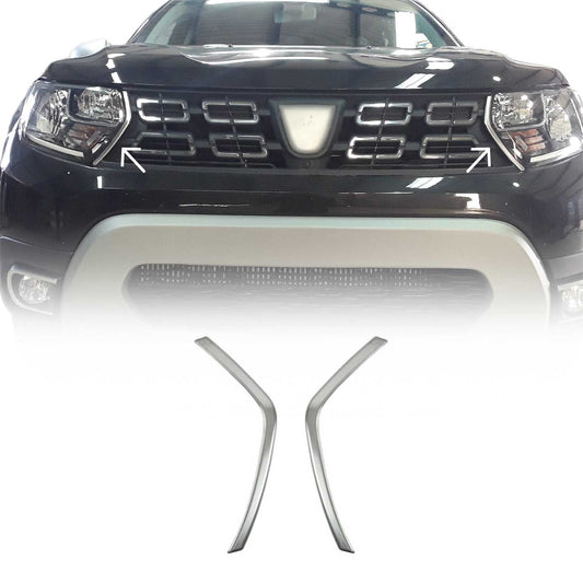 Benzi decorative grilă radiator Dacia Duster 2018-2021, crom periat, set 2 piese