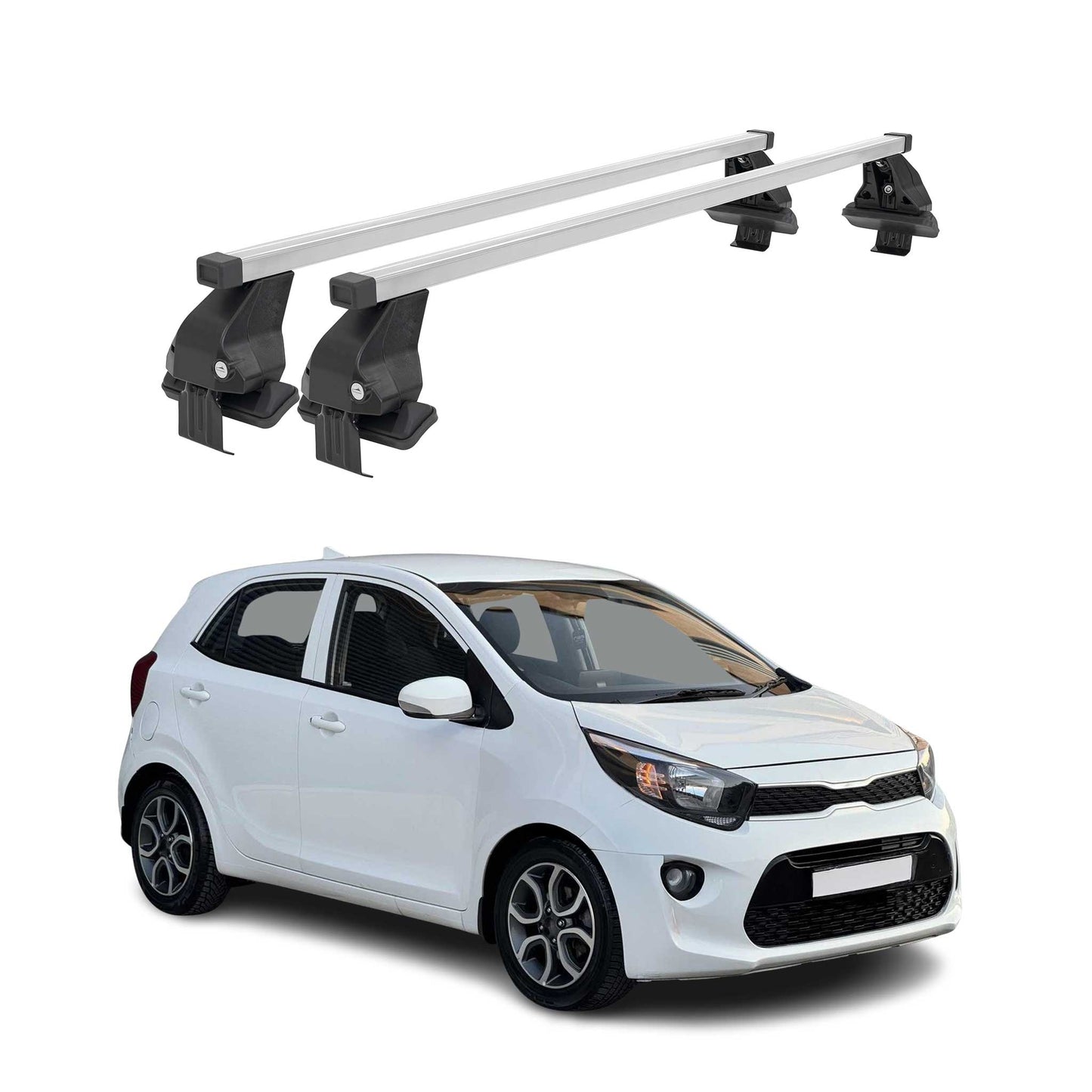 Menabo Dachträger Grundtäger für Kia Picanto 2017-2020 50kg Stahl Silber 2 tlg