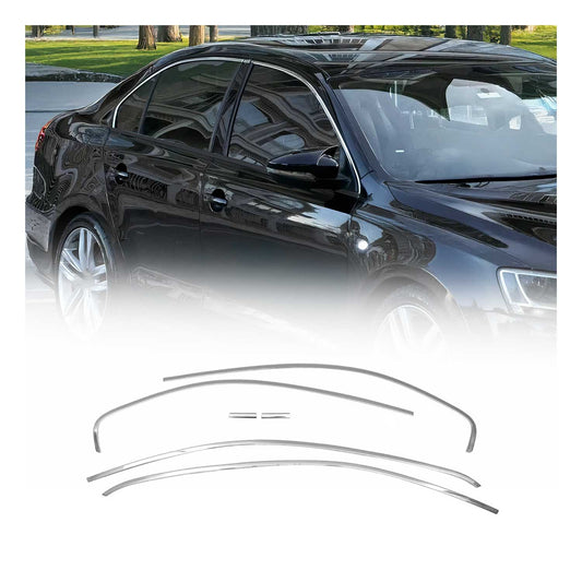 Benzi decorative pentru geamuri VW Jetta 2011-2018, oțel inoxidabil cromat, 6 bucăți