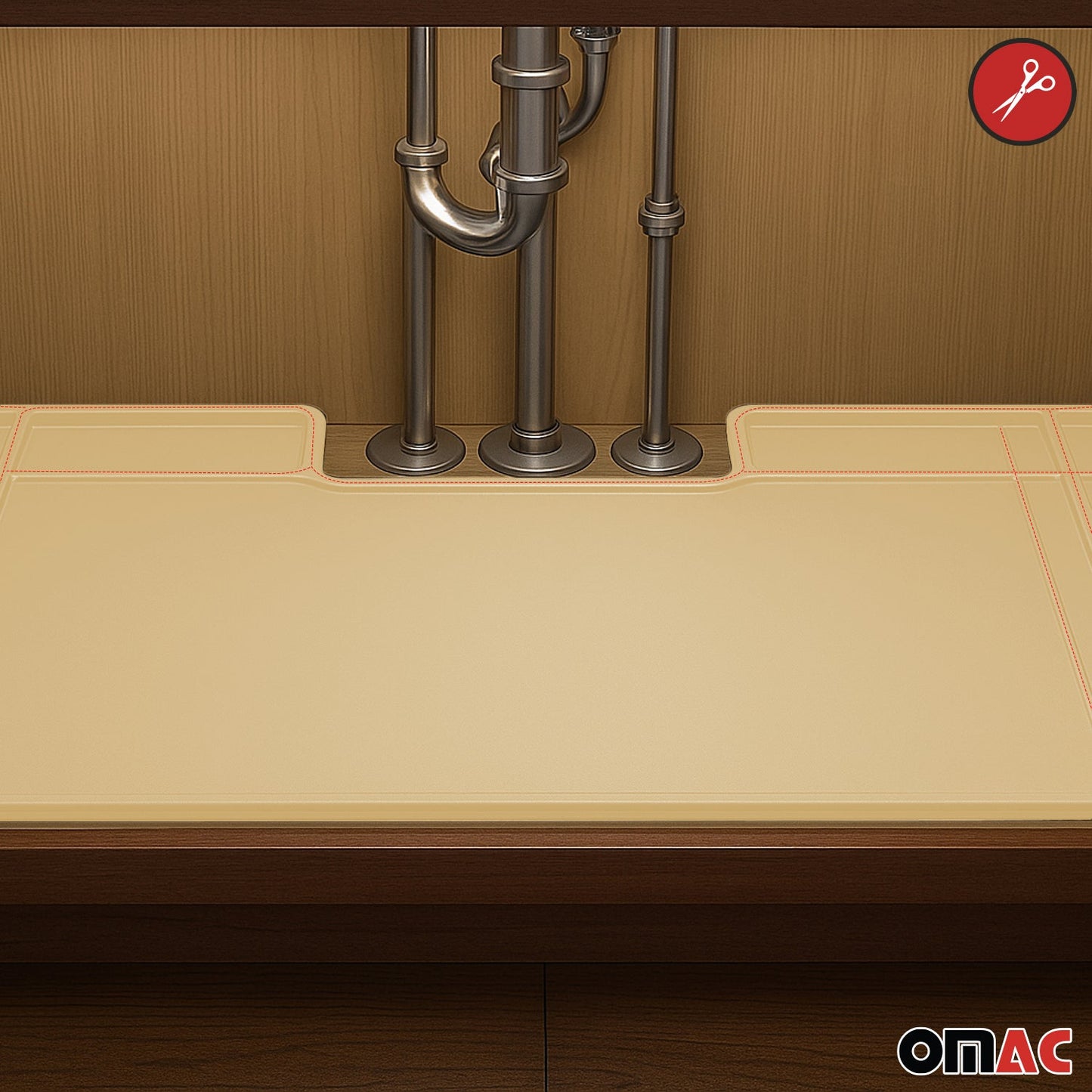 Mata wodoodporna do zabezpieczenia narożników szafki zlewozmywakowej pod szafką TPE Beż