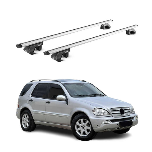 Portbagaj de plafon pentru Mercedes ML Class W163 1998-2005 90kg gri aluminiu 2x ABE