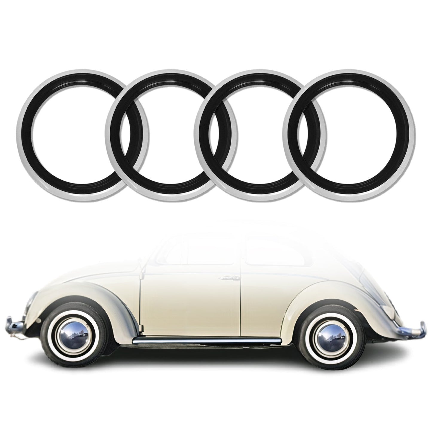 4x weißwandringe weißwandreifen 16 Zoll Schwarz weiß Echt Gummi Auto Tuning