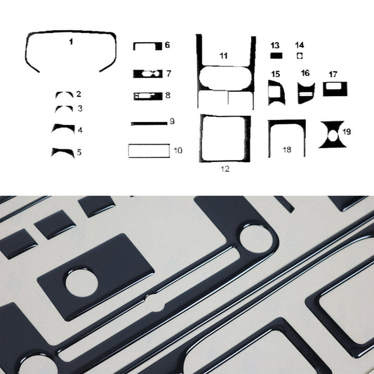 Ornamente interioare cockpit pentru Isuzu D-Max 2008-2012, aspect negru piano, 19 piese