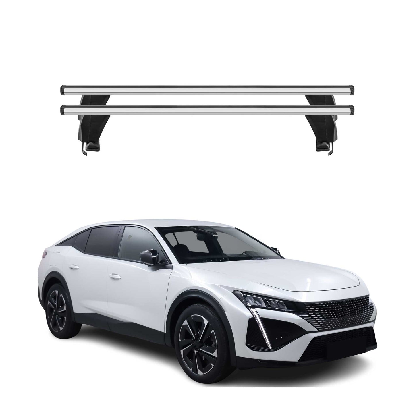 Menabo Portbagaj de plafon pentru Peugeot 408/408 X 2022-2025 Gri aluminiu, 2 piese