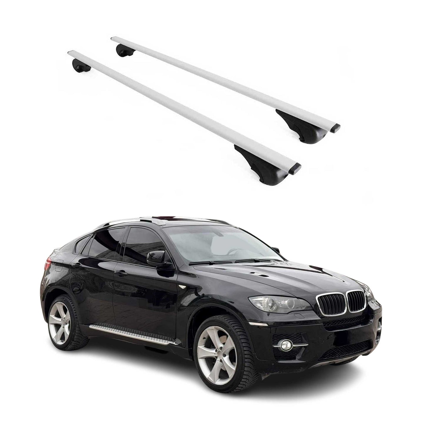 Portbagaj de plafon pentru BMW X6 E71 E72 2007-2014 75kg metal argintiu 2 buc