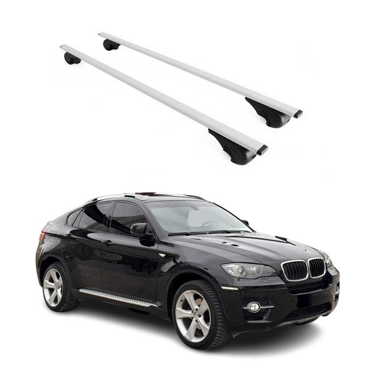 Portbagaj de plafon pentru BMW X6 E71 E72 2007-2014 75kg metal argintiu 2 buc