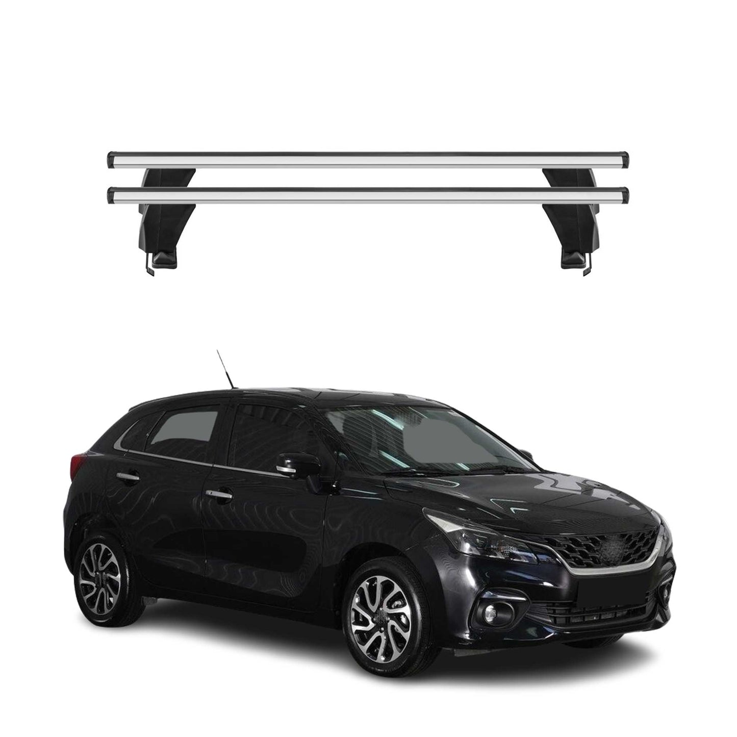 Bagażnik dachowy Menabo do Suzuki Baleno 2019-2022 FL 50 kg, aluminiowy, srebrny, 2x