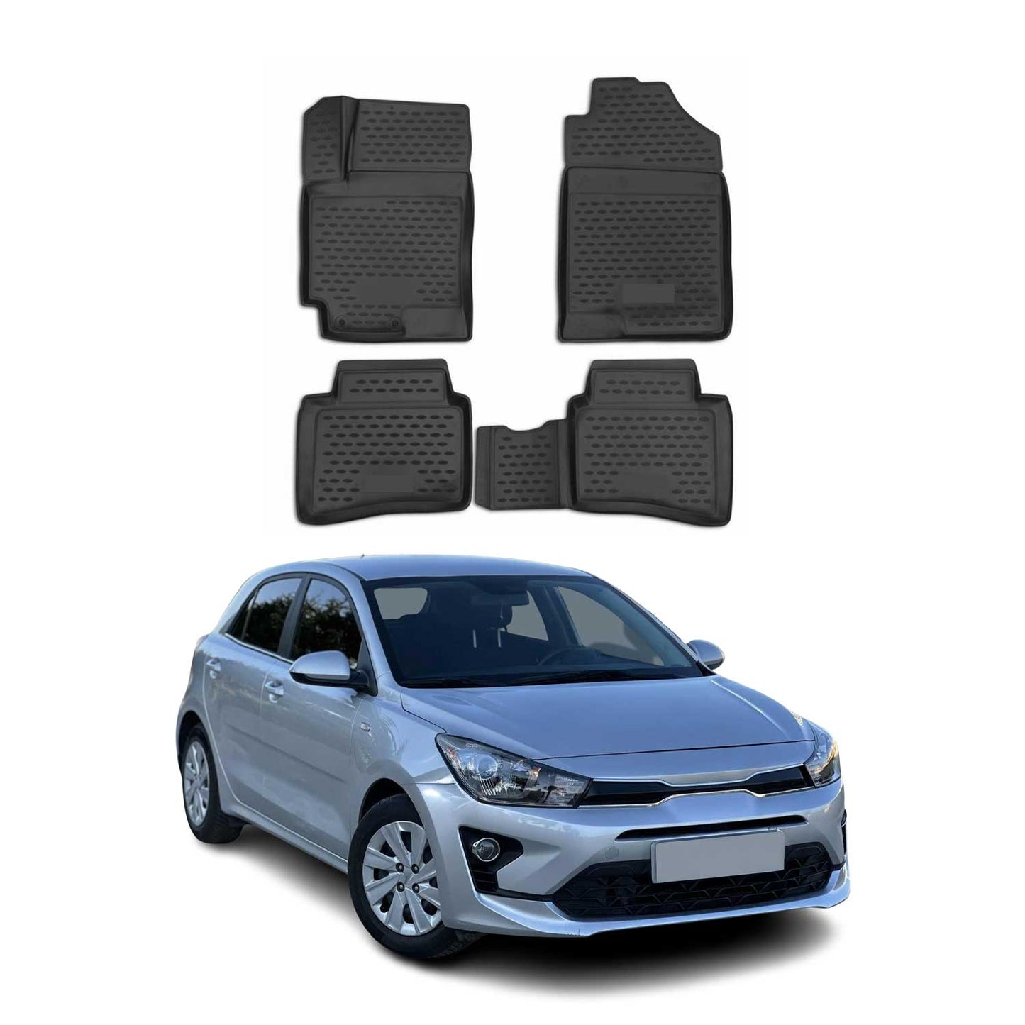 Covorașe auto Kia Rio 2017-2024, TPE, negre, 4 buc.