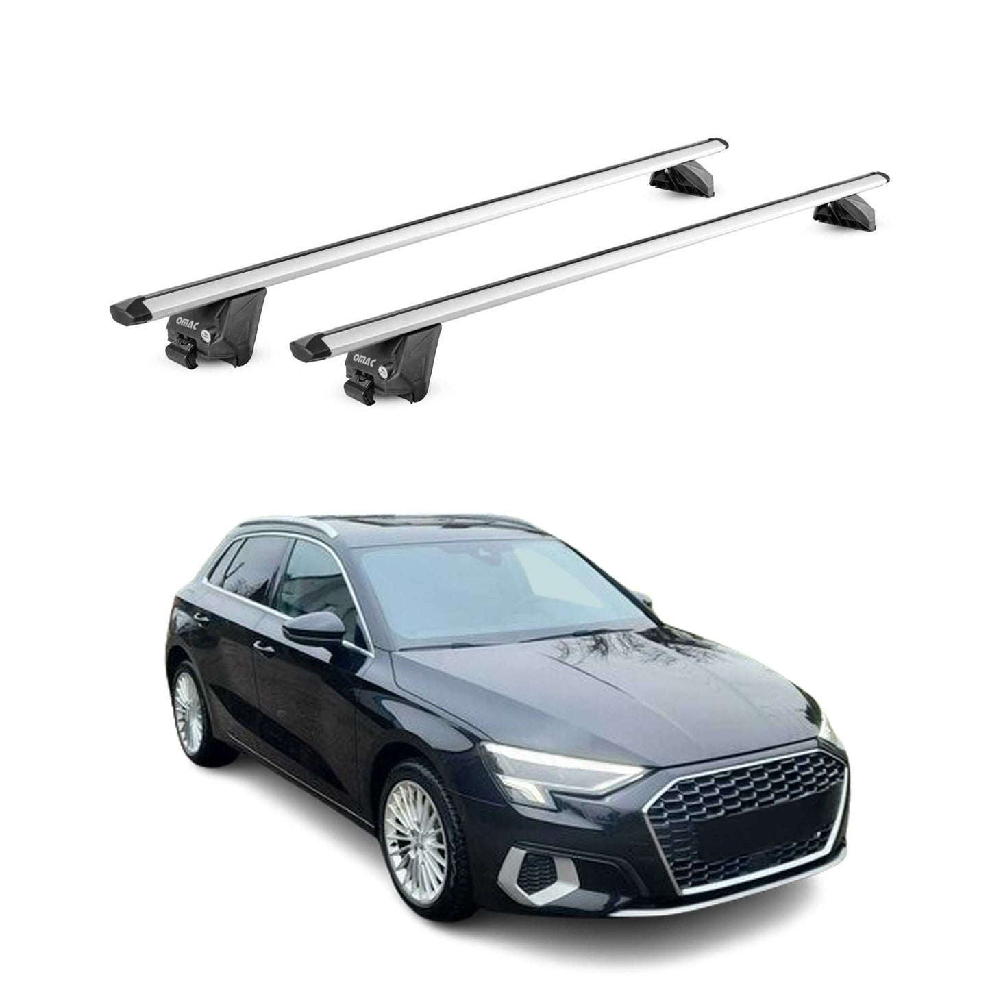 Dachträger Grundtäger für Audi A3 Sportback 8Y 2020-2025 100kg Alu Silber 2x ABE