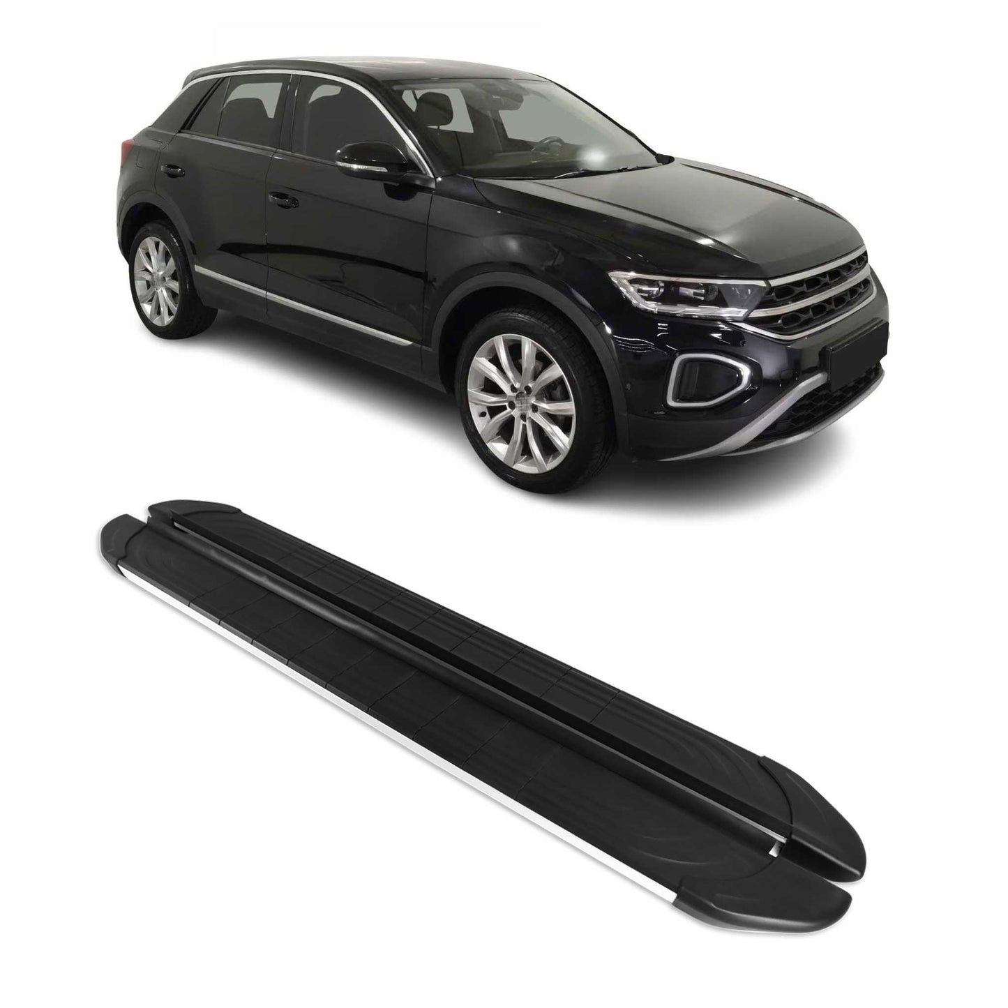 Seitenschweller Trittbretter für VW T-Roc 2017-2025 Silber Aluminium 2 tlg