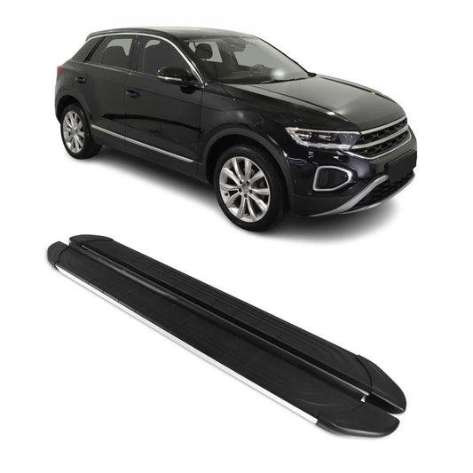 Seitenschweller Trittbretter für VW T-Roc 2017-2025 Silber Aluminium 2 tlg