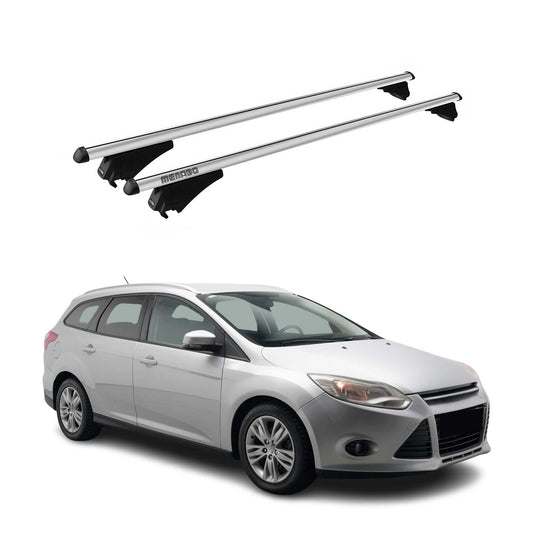 Portbagaj de plafon Menabo pentru Ford Focus Estate 2011-2018 75kg aluminiu argintiu 2x