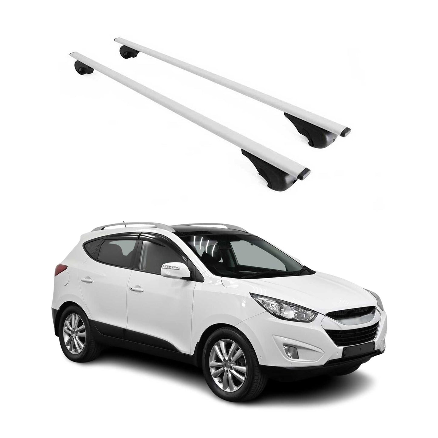 Portbagaj de plafon pentru Hyundai ix35 2010-2015 75kg Argintiu Metal 2 buc
