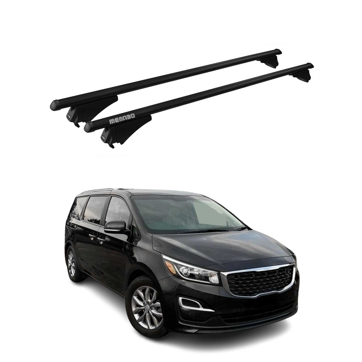 Menabo Dachträger Grundtäger für Kia Grand Carnival 2014-2020 75kg Alu Schwarz