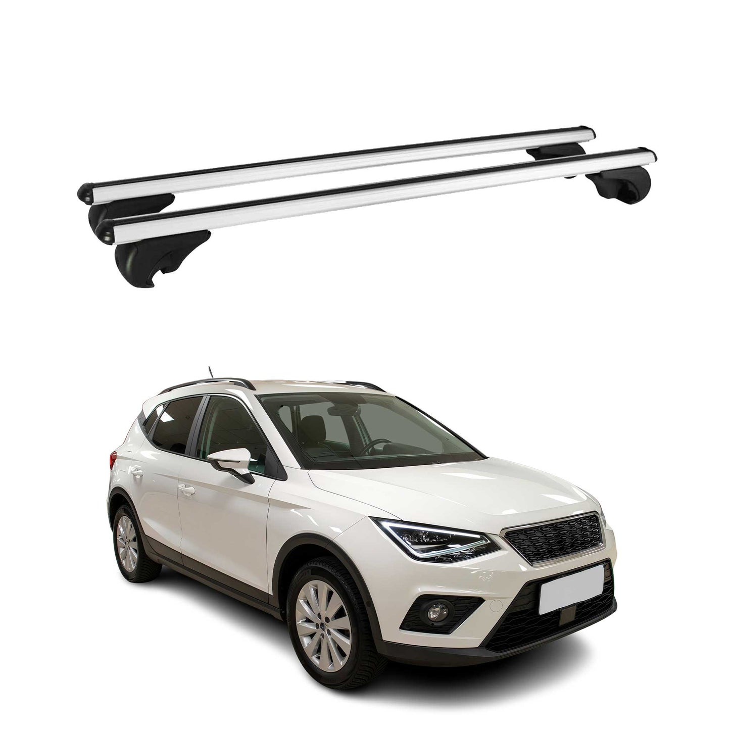 Portbagaj de plafon pentru Seat Arona 2017-2025 75kg aluminiu argintiu 2 buc