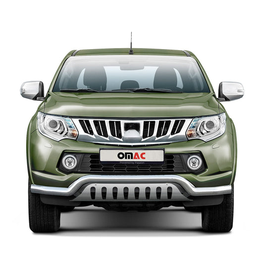 Bară de protecție față pentru Mitsubishi L200 2015-2022, oțel inoxidabil, omologată ABE, argintie