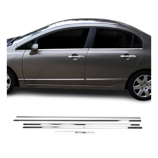 Benzi decorative pentru geamuri Honda Civic 2006-2011, oțel inoxidabil cromat, 6 bucăți