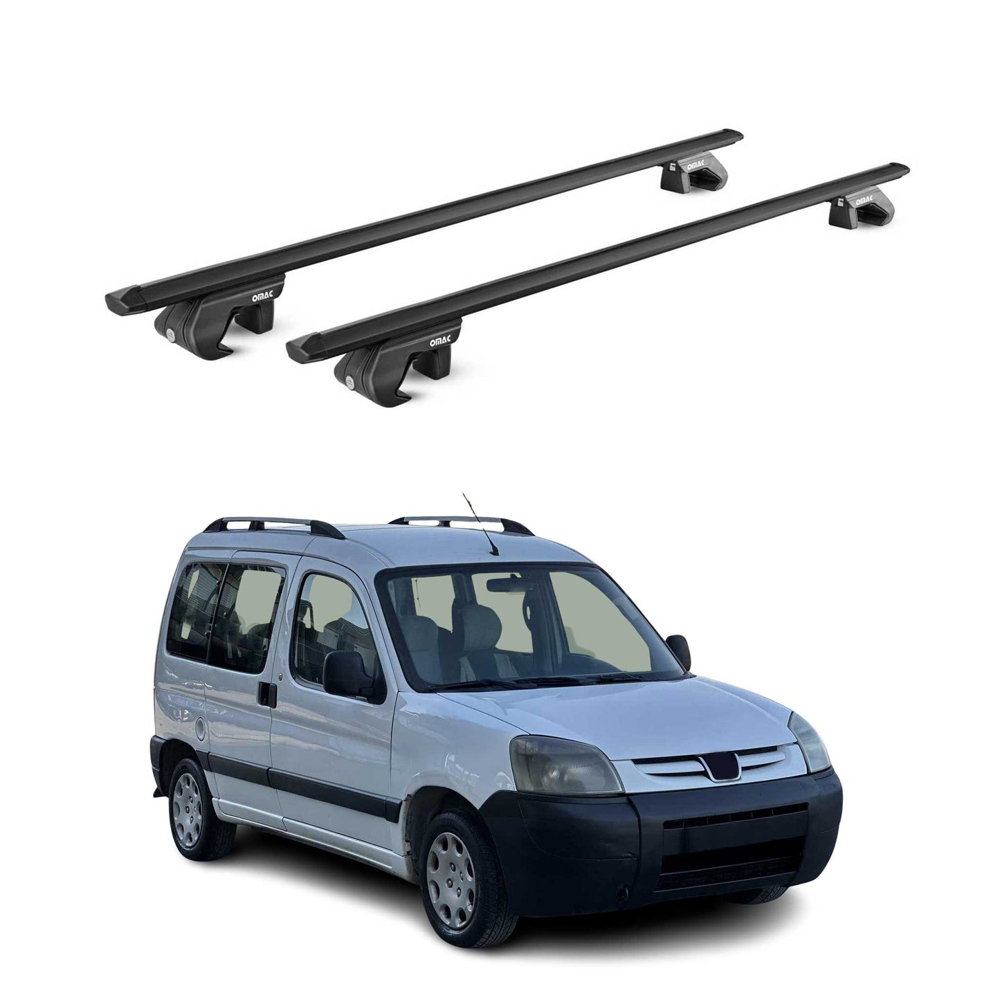 Portbagaj de plafon pentru Peugeot Partner mk1 2002-2008 FL 90kg Alu Negru ABE