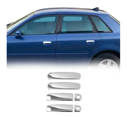 Ornamente mâner ușă, capace mâner ușă pentru Audi A3 8L1 1996-03 4 uși, oțel inoxidabil, argintiu, 6x