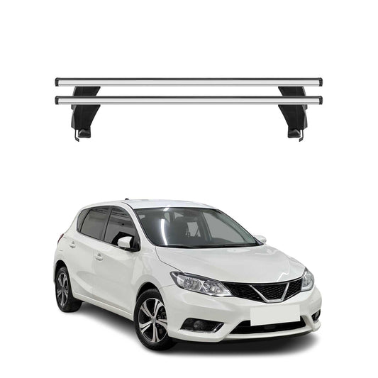 Menabo Dachträger Grundtäger für Nissan Pulsar 2014-2018 50kg Alu Silber 2 tlg
