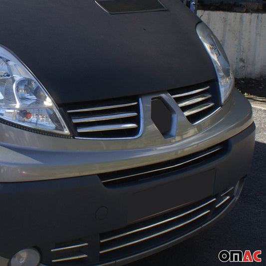 Kühlergrill Leisten Grillleisten für Renault Trafic 2010-2014 Chrom Silber 6x