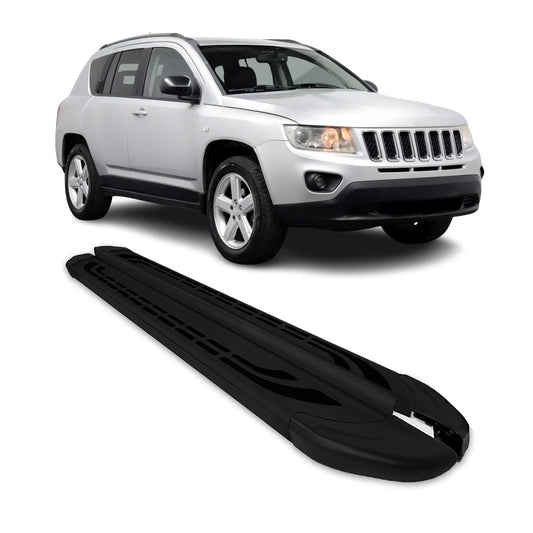 Trittbretter Seitenschweller Seitenbretter für Jeep Compass 2011-16 Alu Schwarz