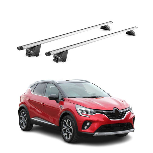 Portbagaj de plafon pentru Renault Captur mk2 2019-2025 100kg aluminiu argintiu 2 piese ABE