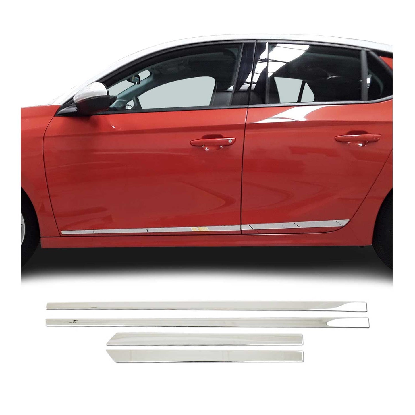Seitentürleiste Türleisten Türschutzleiste für Opel Corsa F 2019-2025 Chrom 4x