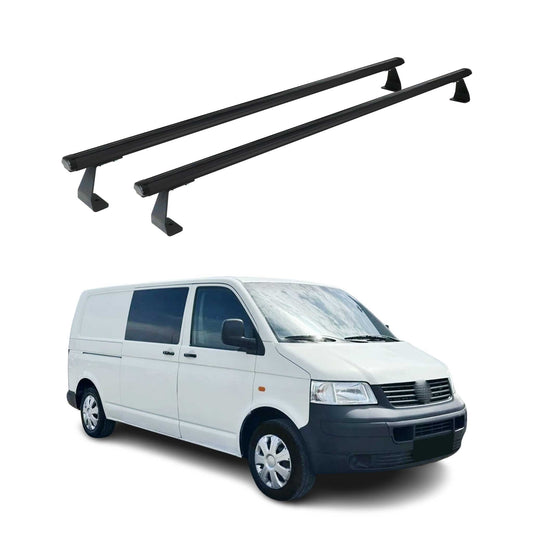 Dachträger Grundtäger für VW Caravelle T5 2003-2015 75kg Aluminium Schwarz 2 tlg