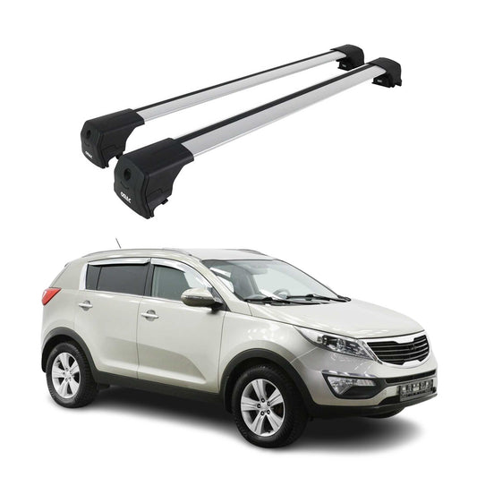 Portbagaj de plafon pentru Kia Sportage SL 2010-2015 75kg aluminiu argintiu 2 buc